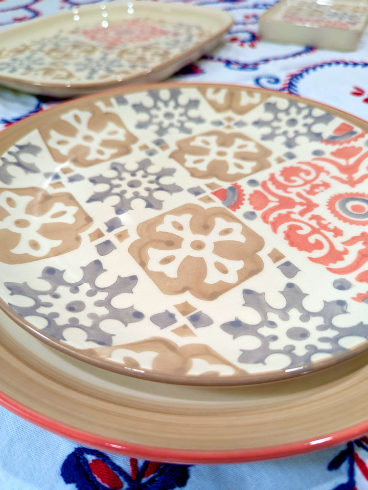 Ceramic Dessert Plate - Mosaic Rose