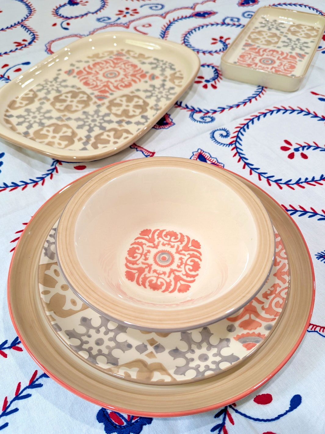 Ceramic Dinner Plate - Mosaic Rose