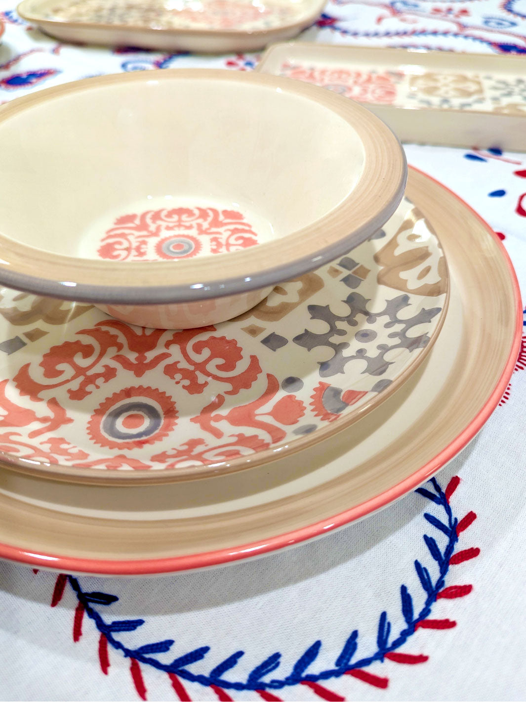 Ceramic Dinner Plate - Mosaic Rose