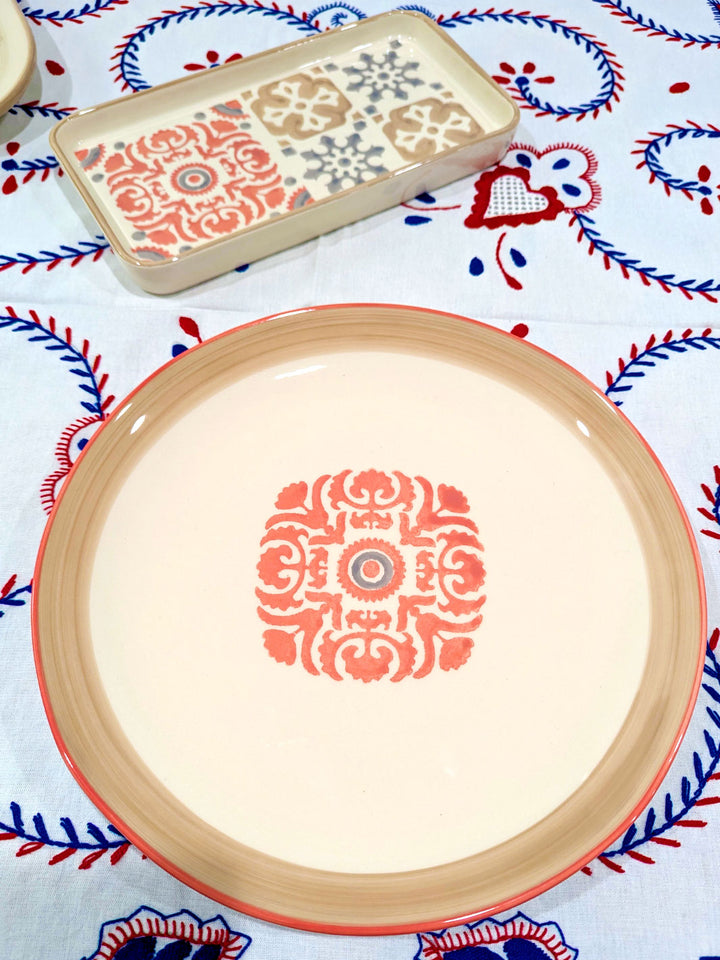 Ceramic Dinner Plate - Mosaic Rose