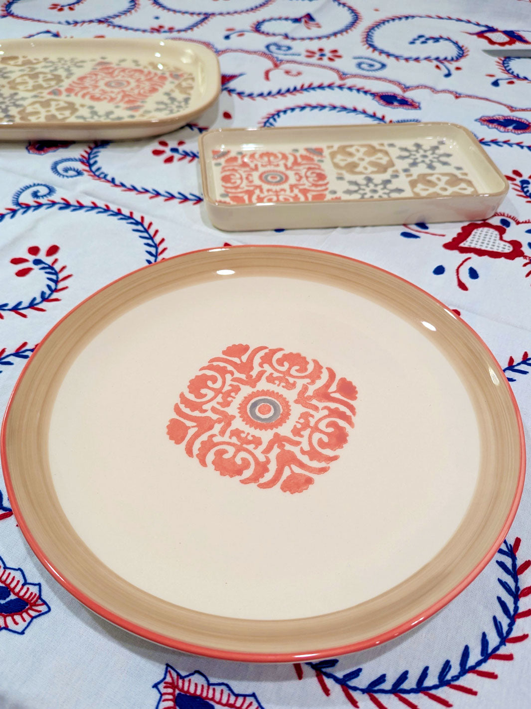 Ceramic Dinner Plate - Mosaic Rose