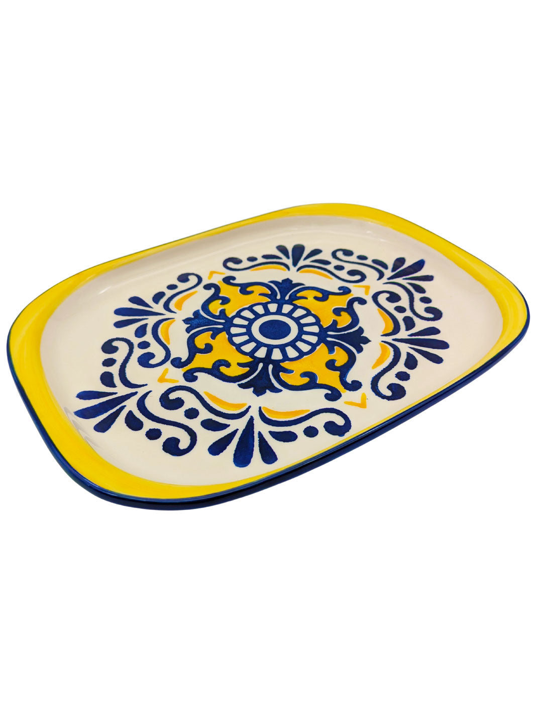 Cobalt Yellow Large Oval Serving Platter - Tradition