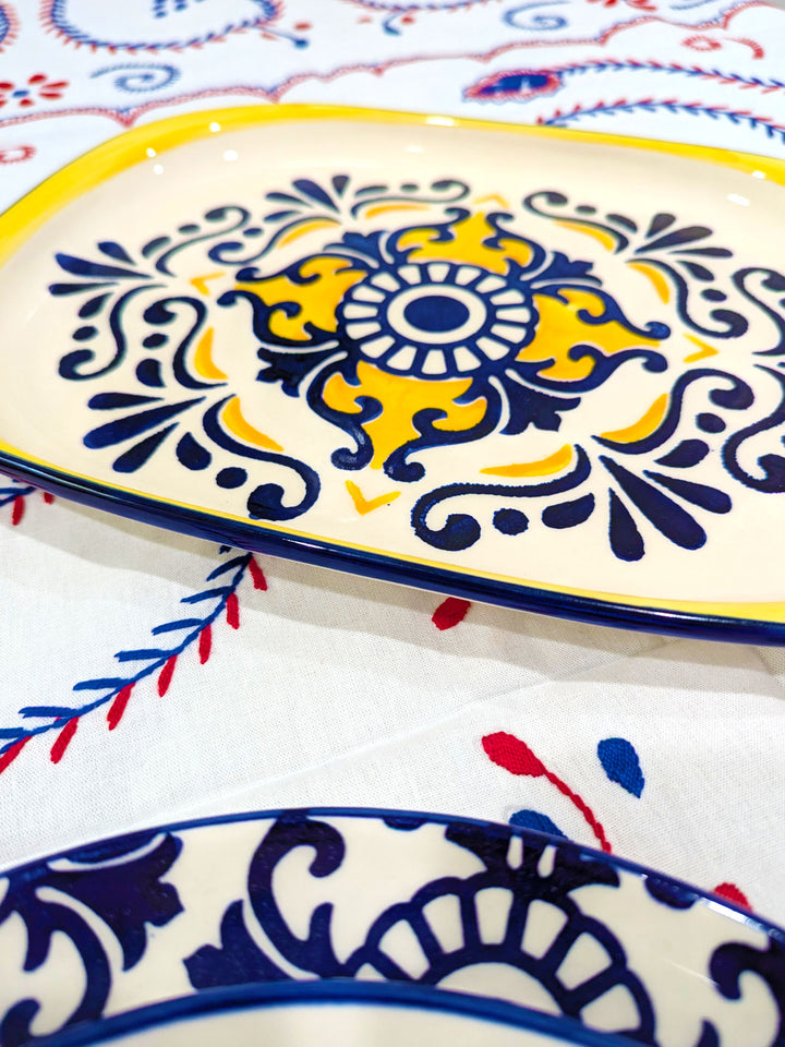 Cobalt Yellow Large Oval Serving Platter - Tradition