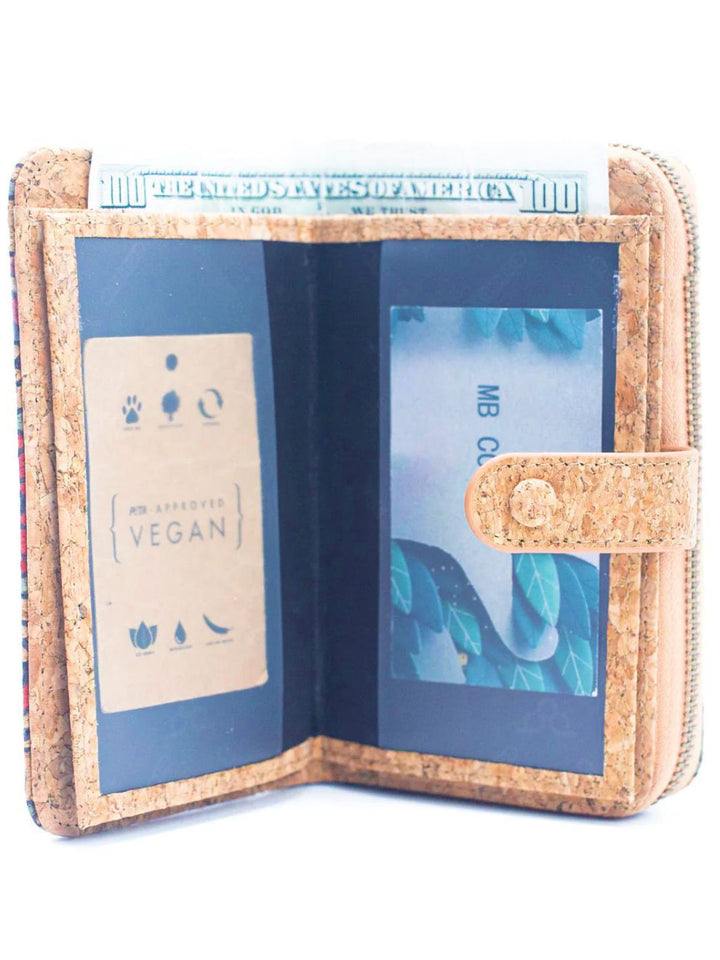 Elegant Portuguese Tiles Cork Wallet Set for Women's - Stylish Gift Box Duo