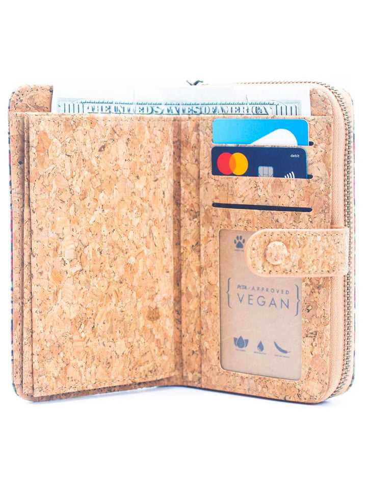 Elegant Portuguese Tiles Cork Wallet Set for Women's - Stylish Gift Box Duo