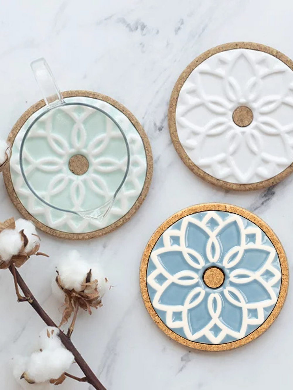 Elvira Ceramic Trivet with Cork Base