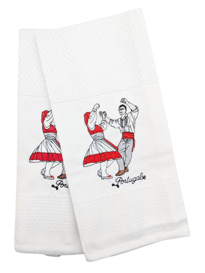 Embroidered Portuguese Folk Dance Dish Towels Set of 2