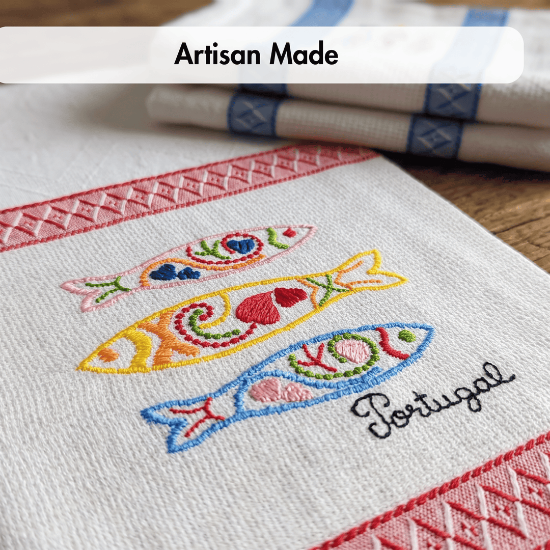 Embroidered Sardines Dish Towels Set of 2