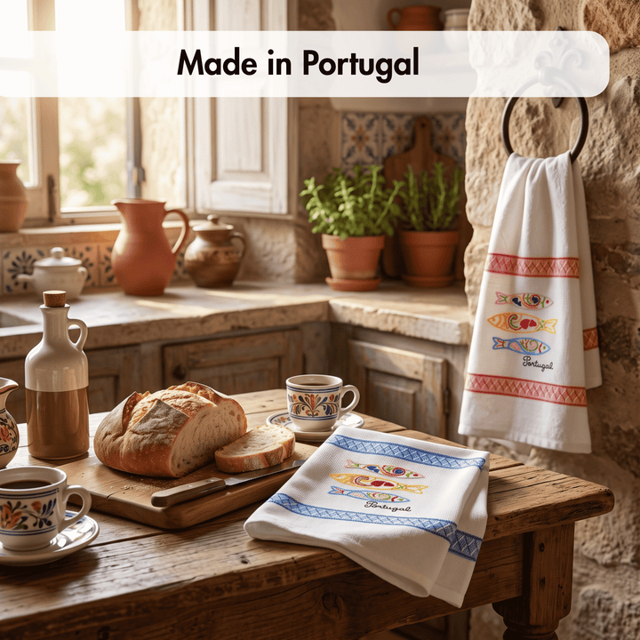 Embroidered Sardines Dish Towels Set of 2