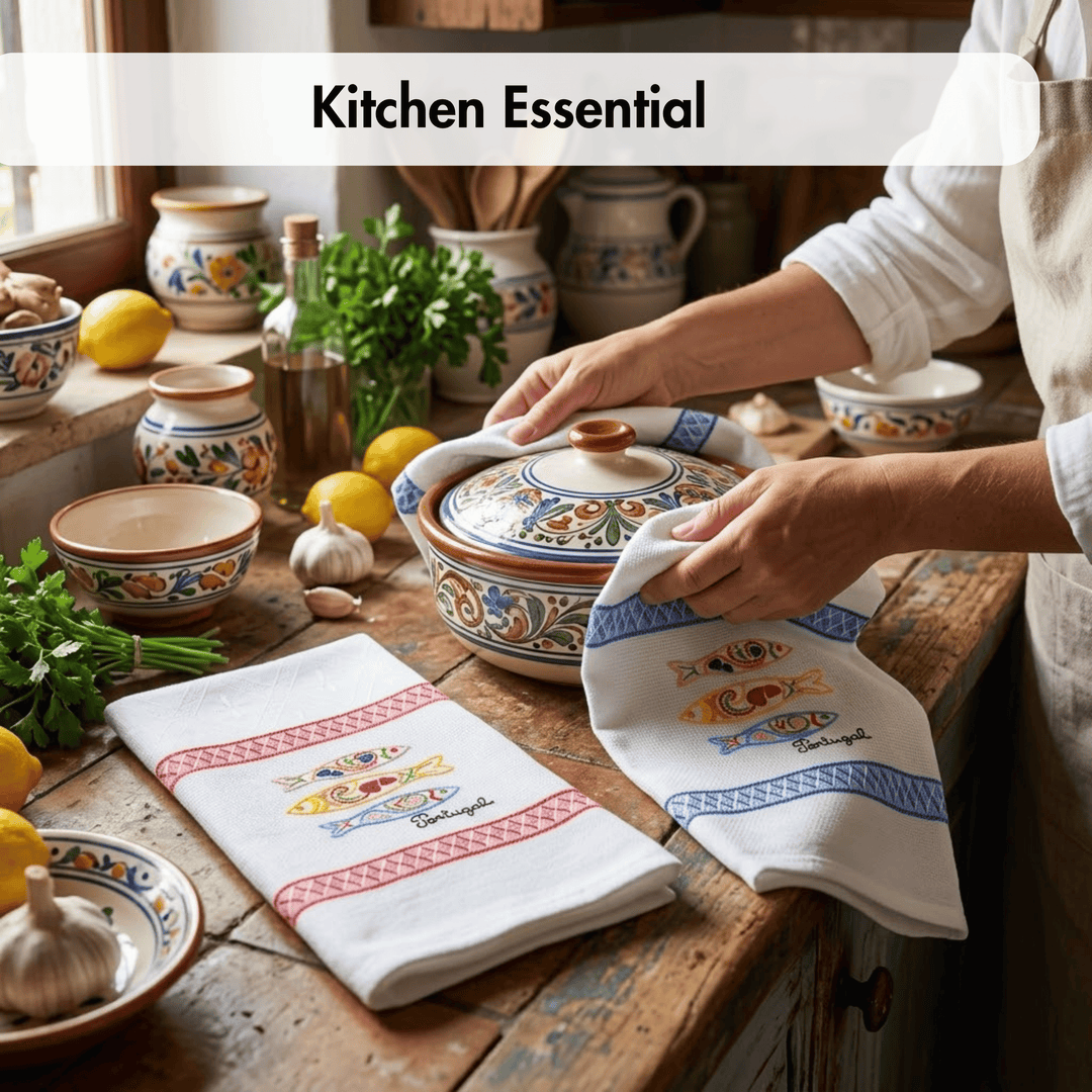 Embroidered Sardines Dish Towels Set of 2