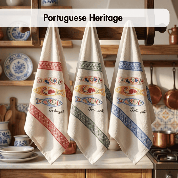 Embroidered Sardines Dish Towels Set of 3