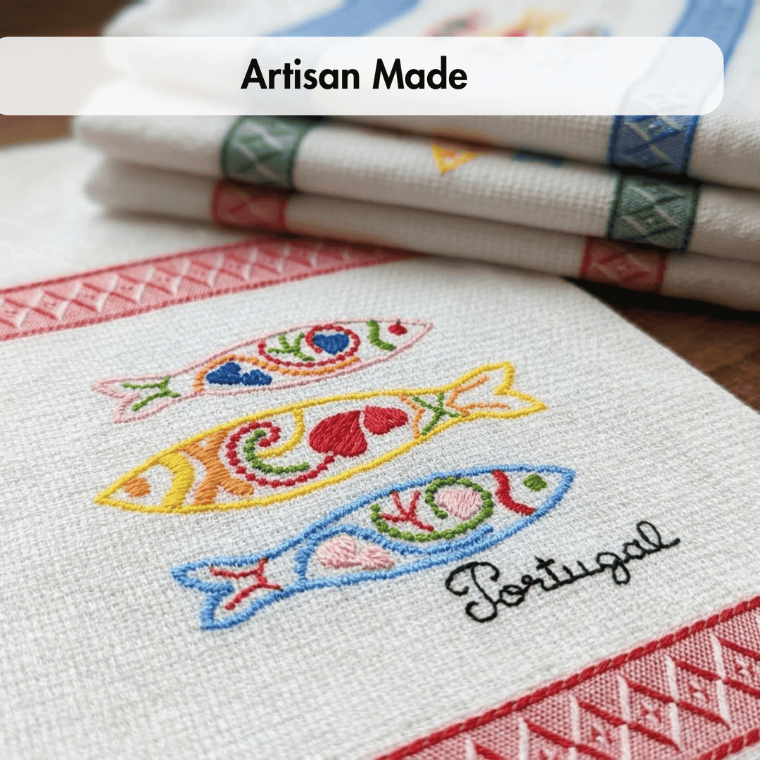 Embroidered Sardines Dish Towels Set of 3