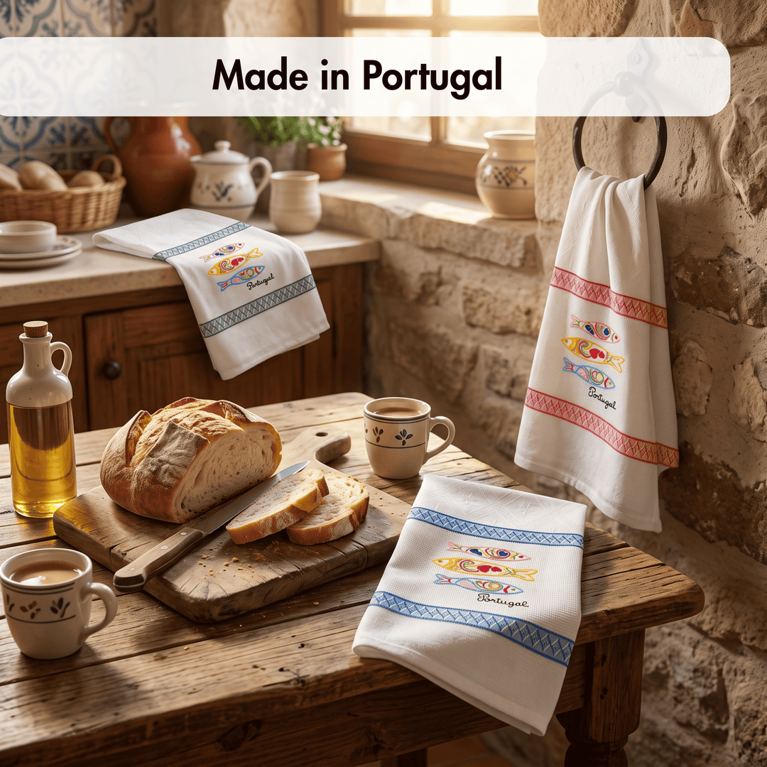 Embroidered Sardines Dish Towels Set of 3