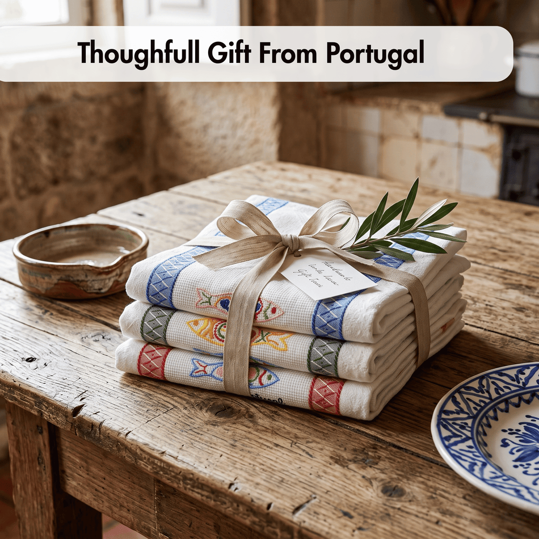 Embroidered Sardines Dish Towels Set of 3