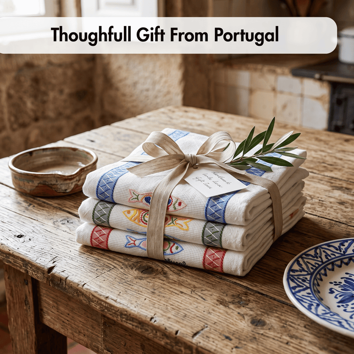 Embroidered Sardines Dish Towels Set of 3