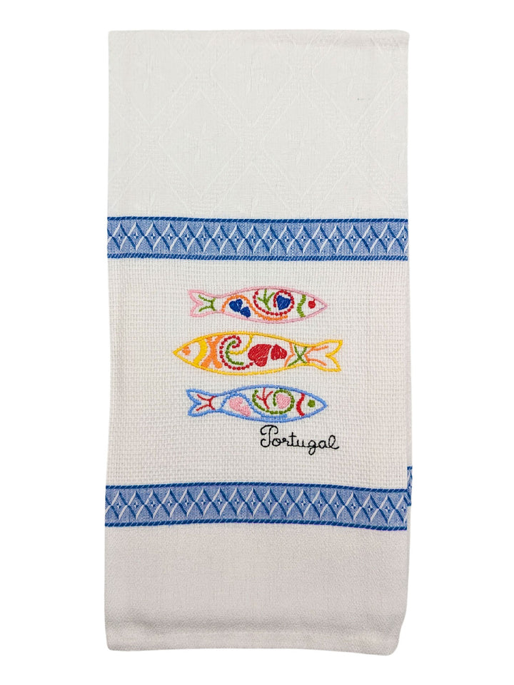 Embroidered Sardines Dish Towels Set of 4