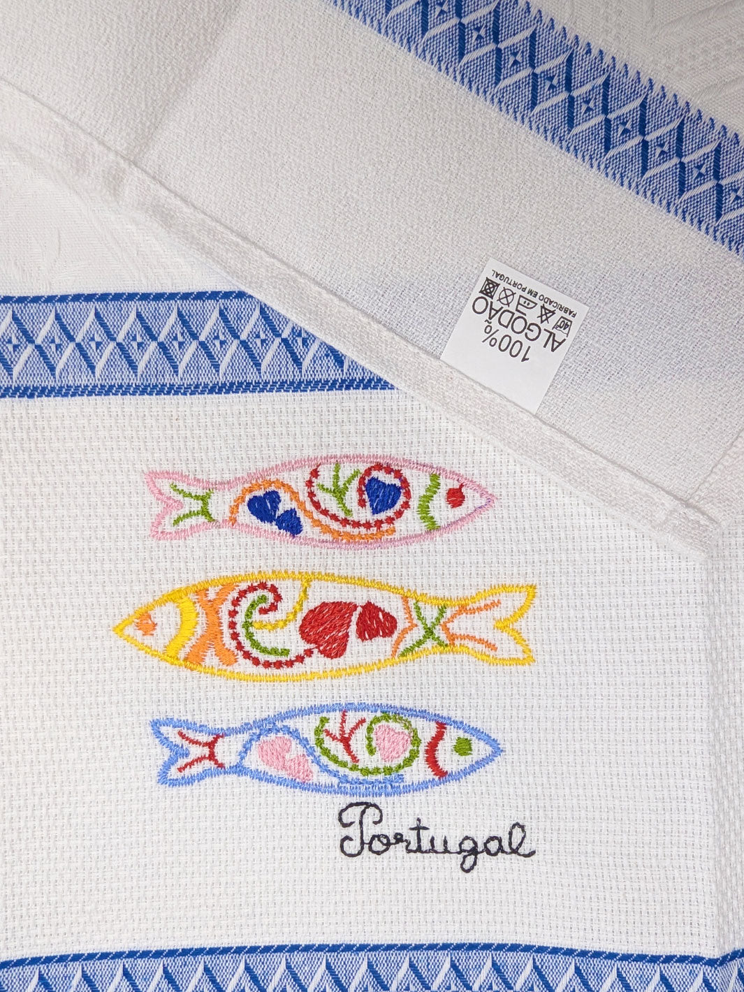 Embroidered Sardines Dish Towels Set of 4