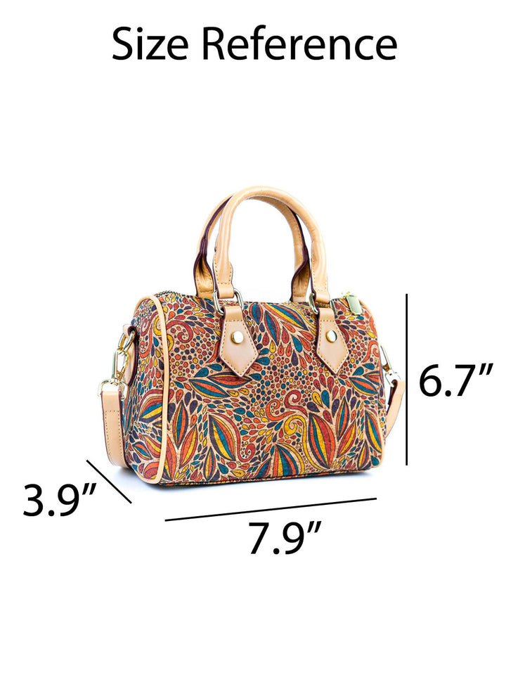 Floral Cork Crossbody Bucket Bag for Women