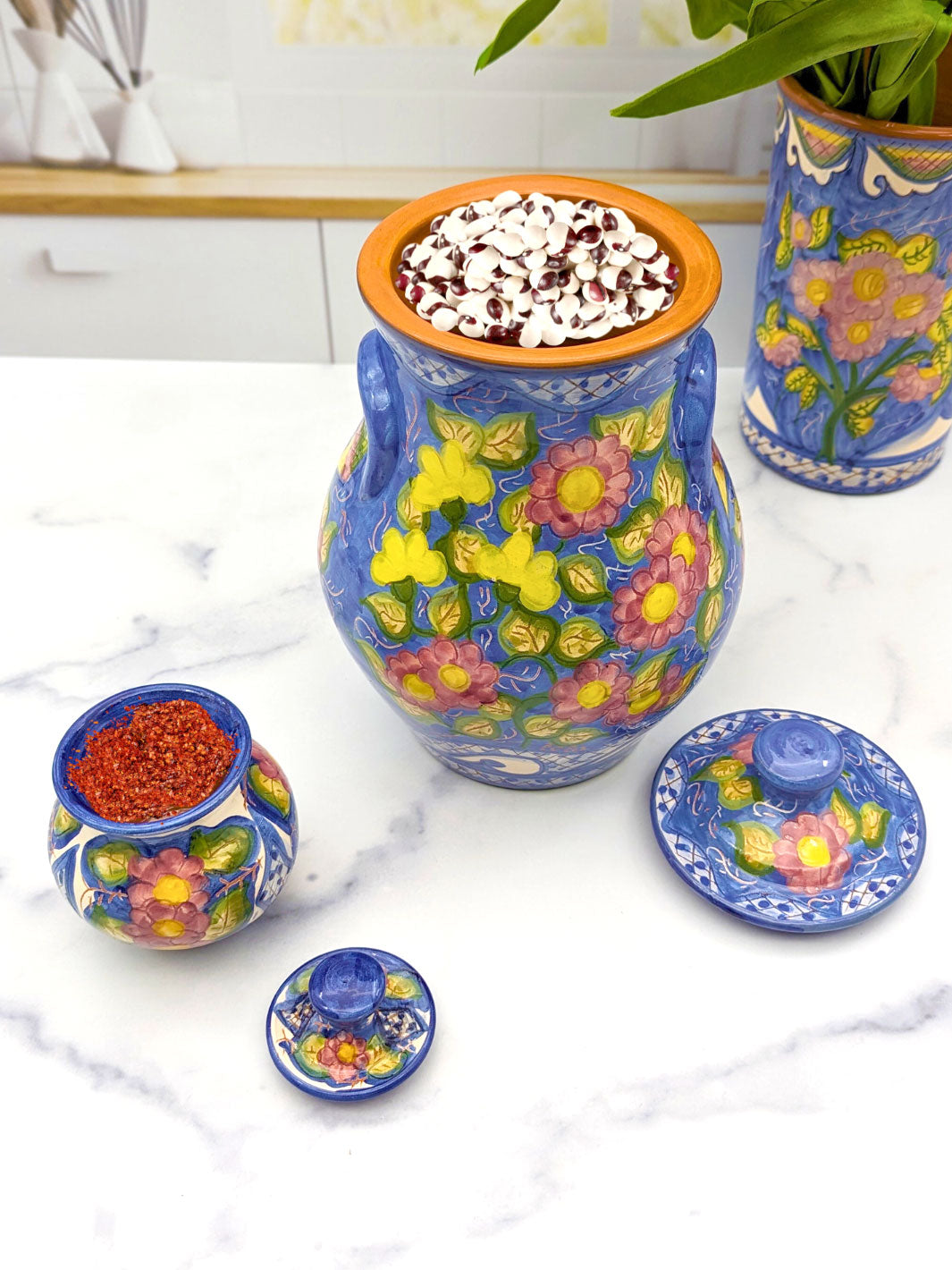 Floral Vintage Floral Ceramic Kitchen Canisters - Set of 2