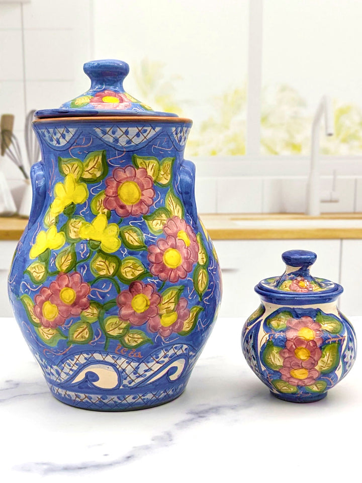 Floral Vintage Floral Ceramic Kitchen Canisters - Set of 2