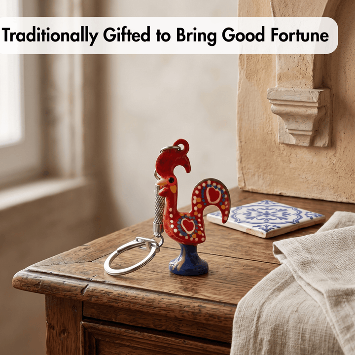 Good Luck Portuguese Barcelos Rooster Metallic Keychain