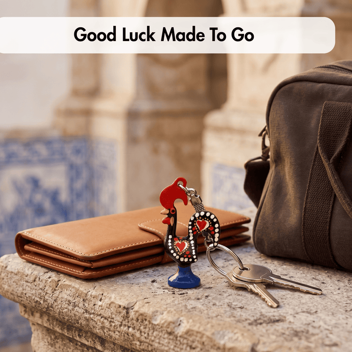 Good Luck Portuguese Barcelos Rooster Metallic Keychain