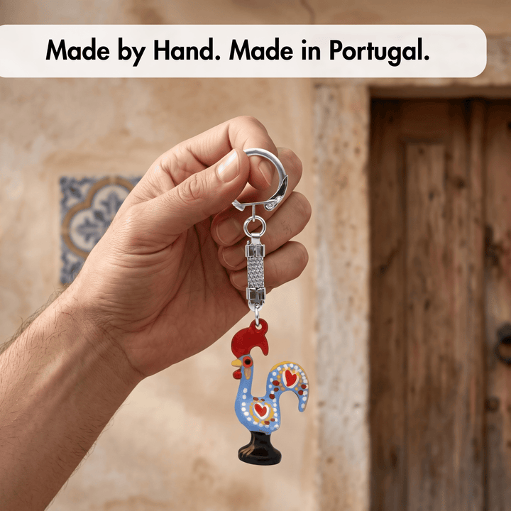 Good Luck Portuguese Barcelos Rooster Metallic Keychain