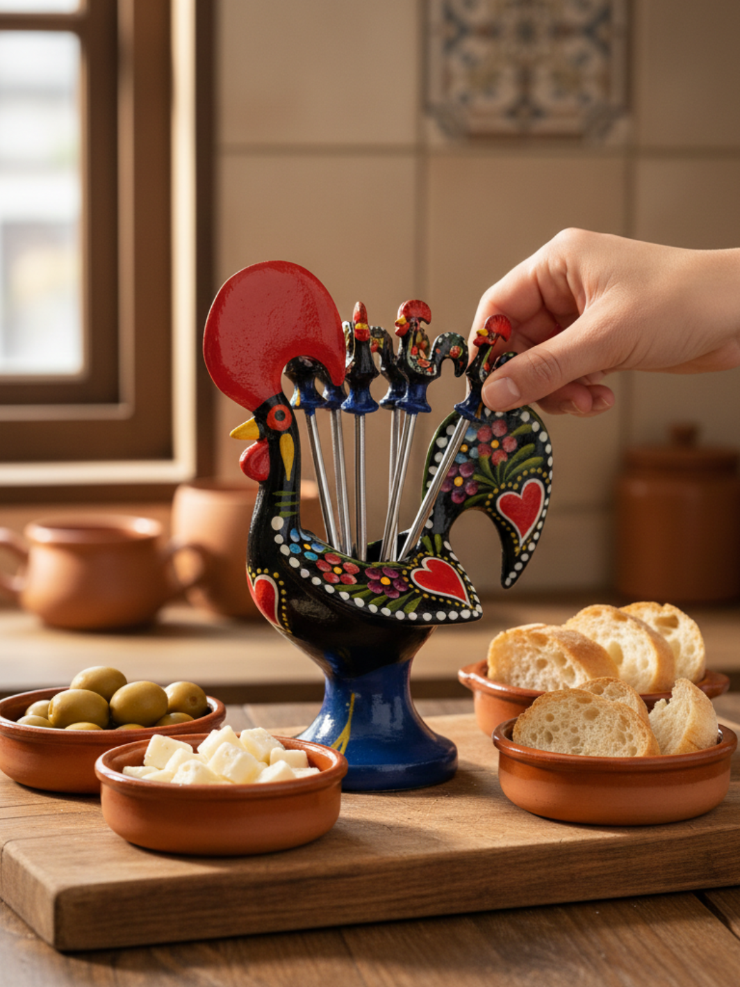 Good Luck Traditional Portuguese Rooster with 6 Tapas Appetizer Forks