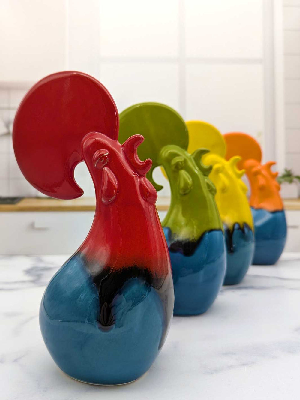 Hand-Painted Modern Portuguese Ceramic Rooster