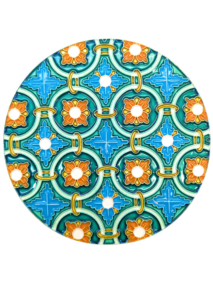 Hand-Painted Portuguese Ceramic Tile Round Trivet – Azulejos Design