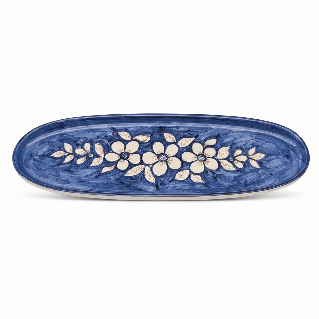 Portuguese Ceramic Canoe Serving Tray 14.25