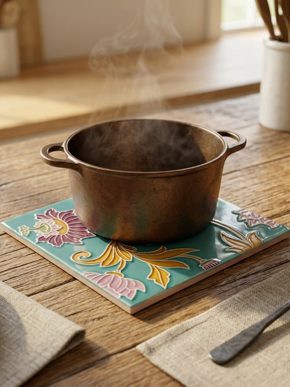 Hand Painted Portuguese Ceramic Tile Trivet