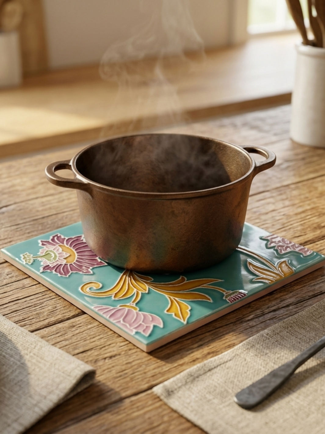 Hand Painted Portuguese Ceramic Tile Trivet