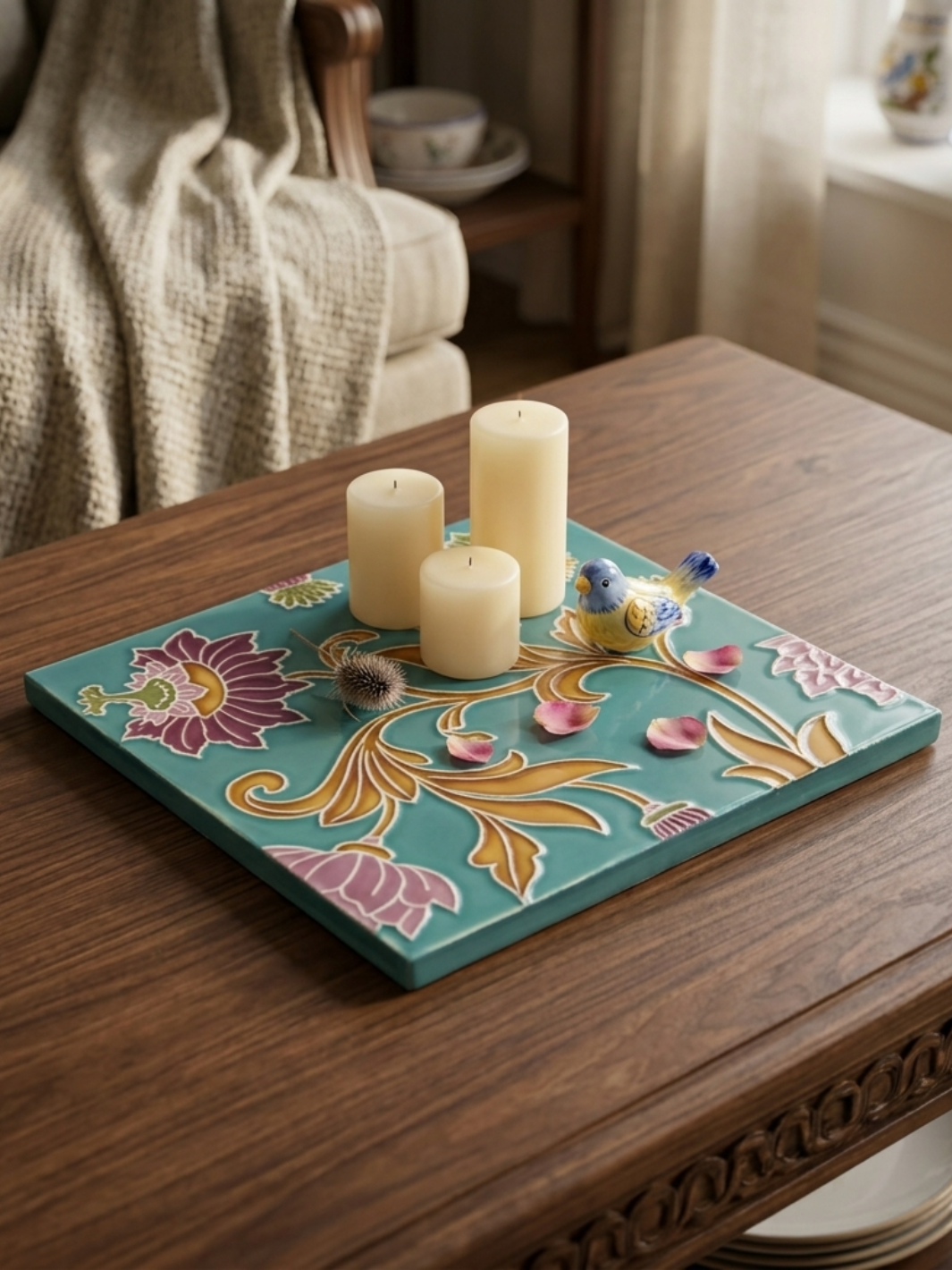 Hand Painted Portuguese Ceramic Tile Trivet