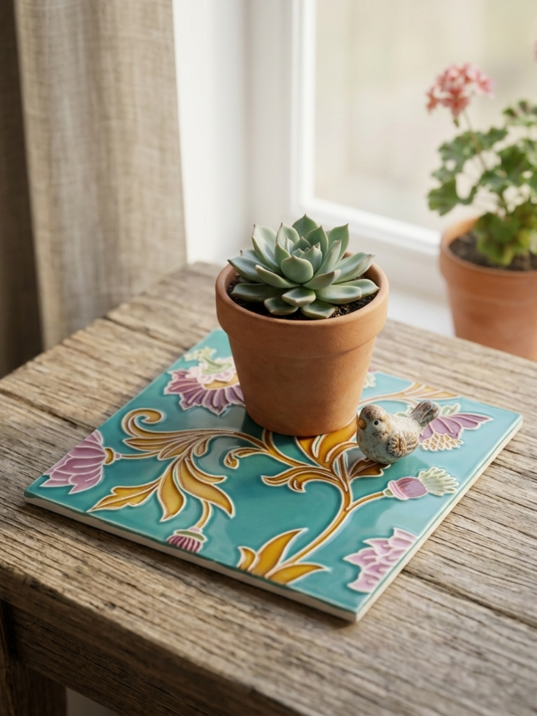 Hand Painted Portuguese Ceramic Tile Trivet