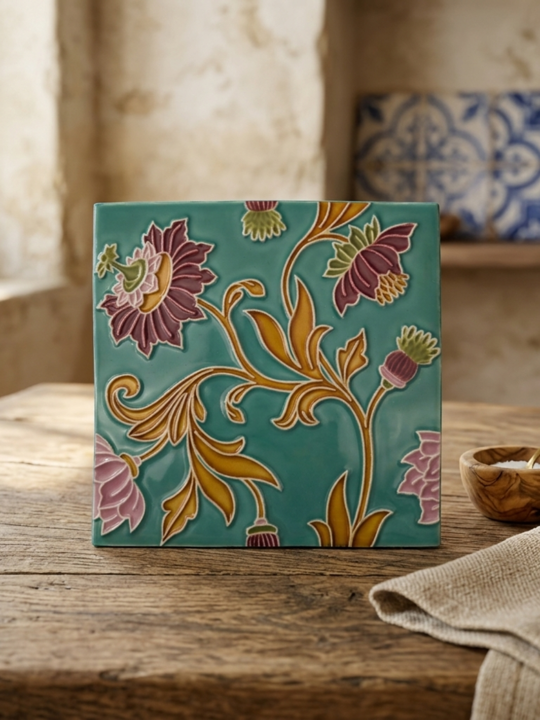 Hand Painted Portuguese Ceramic Tile Trivet