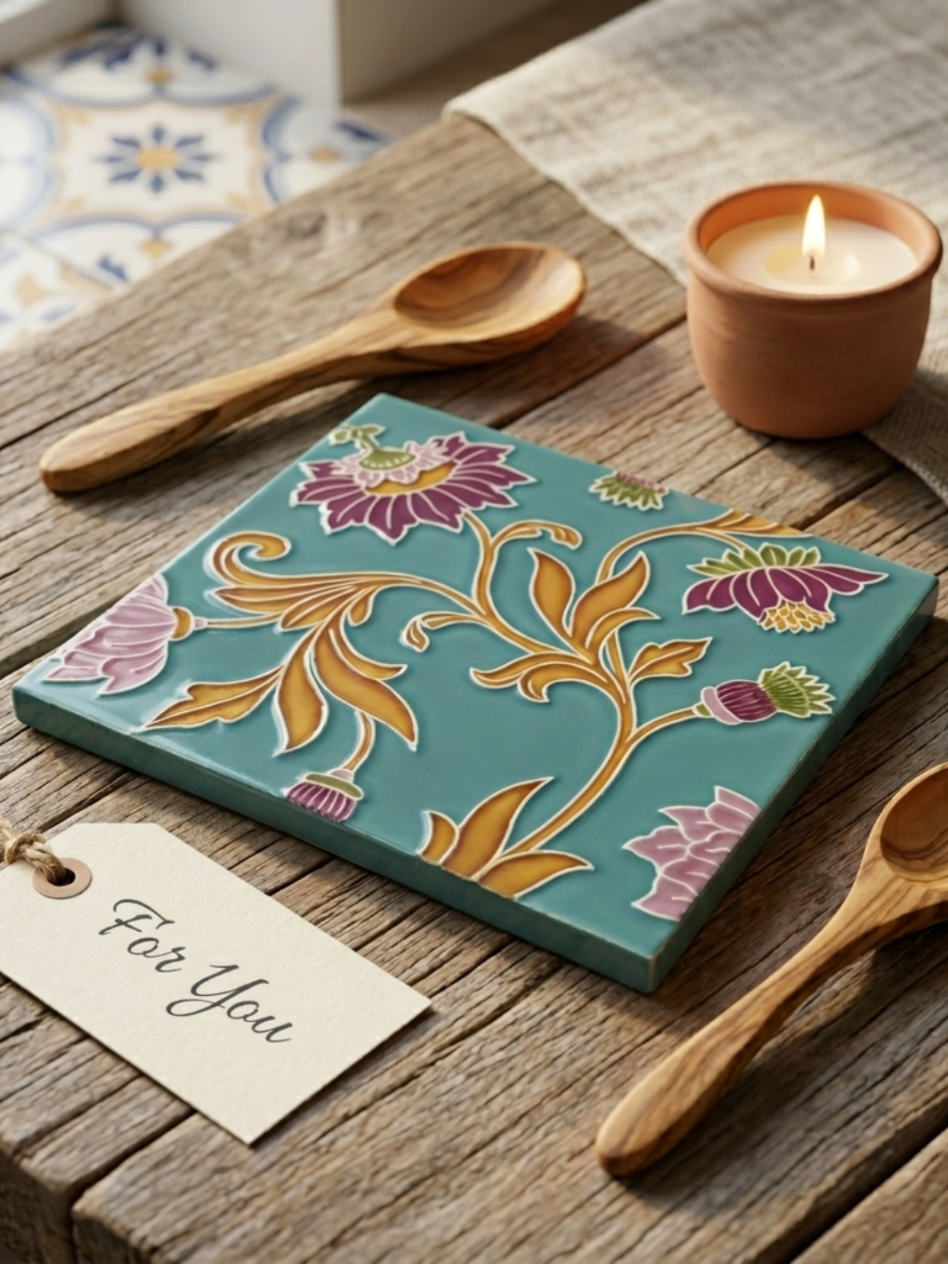 Hand Painted Portuguese Ceramic Tile Trivet