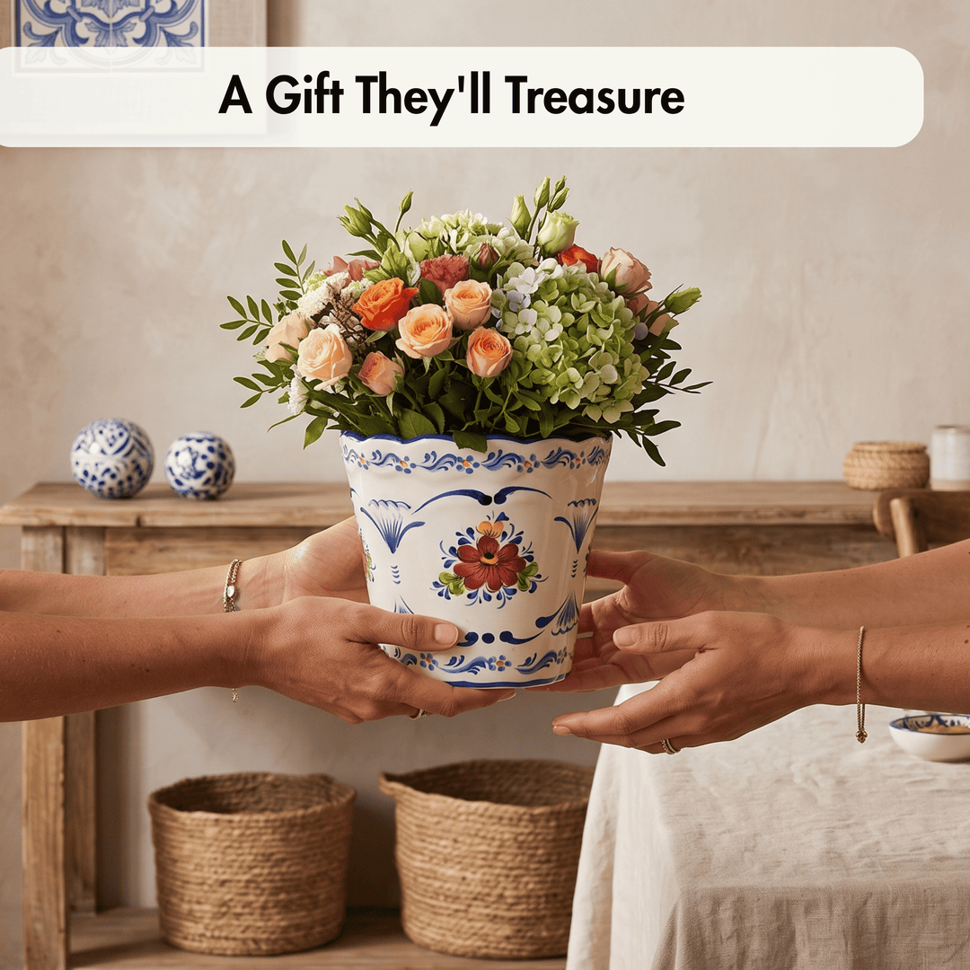 Hand Painted Portuguese Pottery Alcobaça Ceramic Wall Planter Flower Pot