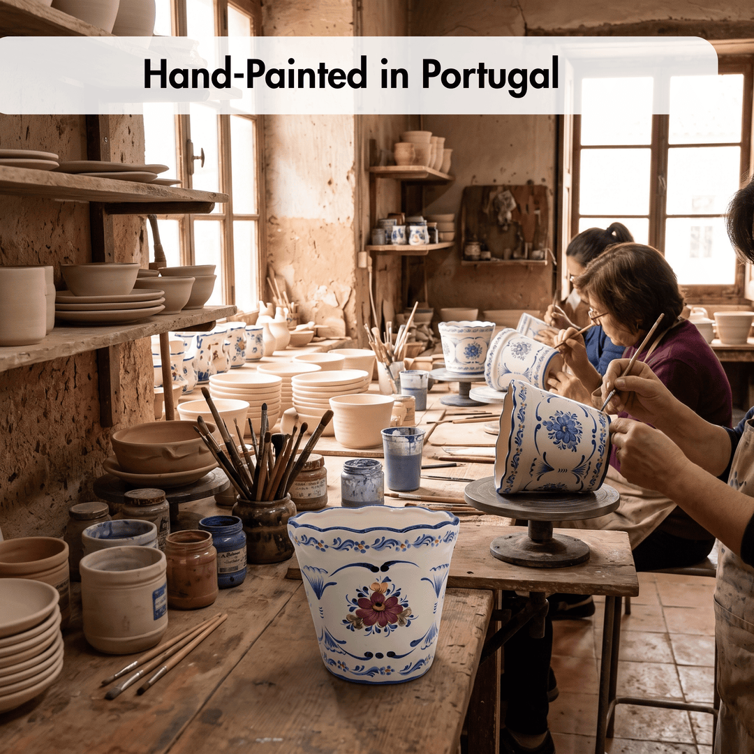 Hand Painted Portuguese Pottery Alcobaça Ceramic Wall Planter Flower Pot
