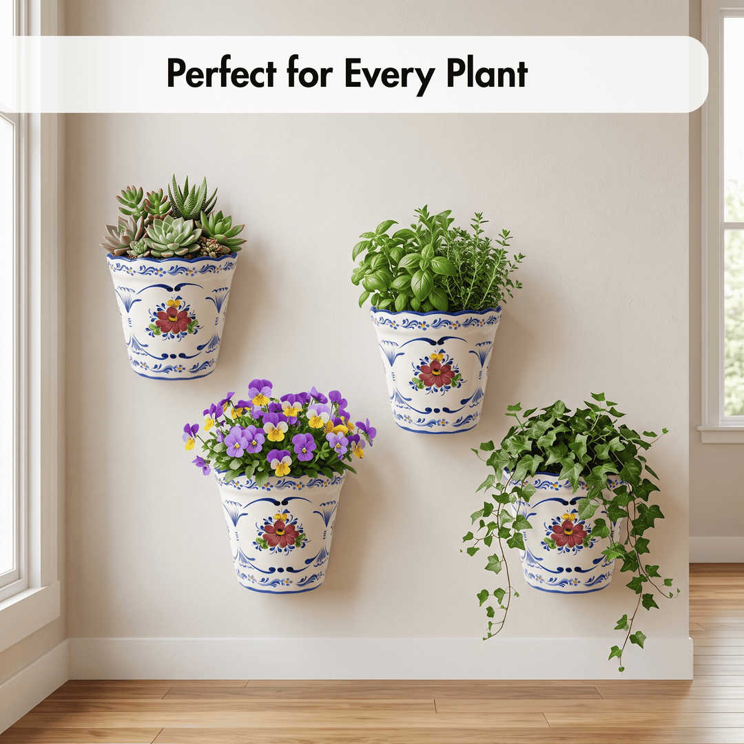 Hand Painted Portuguese Pottery Alcobaça Ceramic Wall Planter Flower Pot