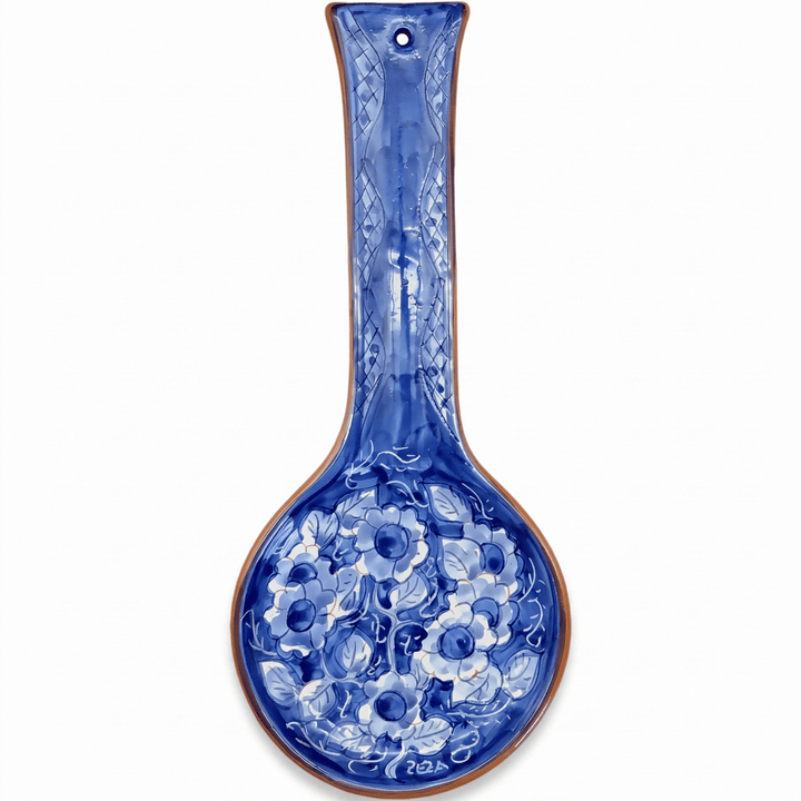 Hand Painted Portuguese Pottery Blue Ceramic Spoon Rest