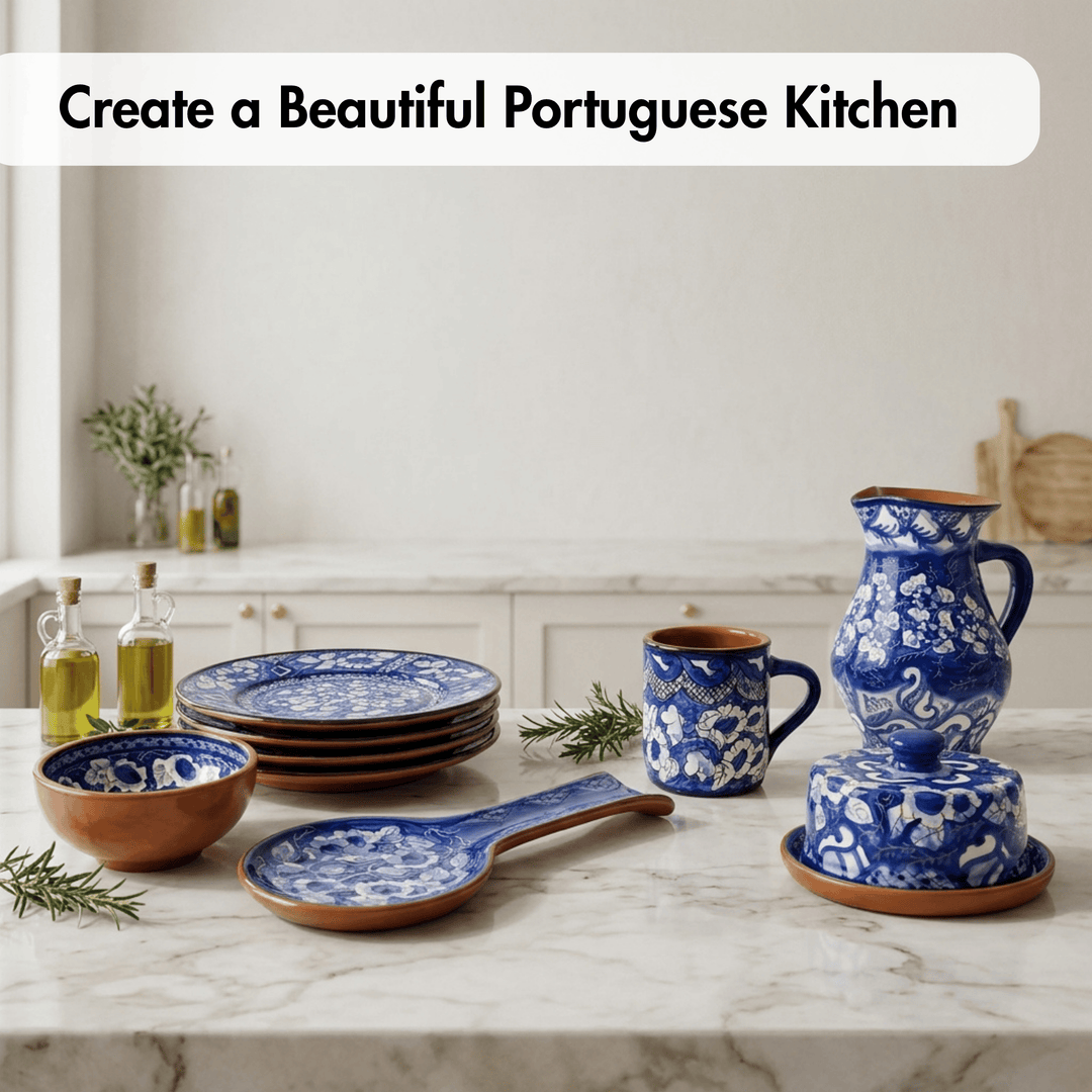 Hand Painted Portuguese Pottery Blue Ceramic Spoon Rest