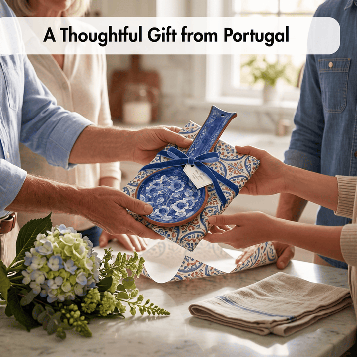 Hand Painted Portuguese Pottery Blue Ceramic Spoon Rest