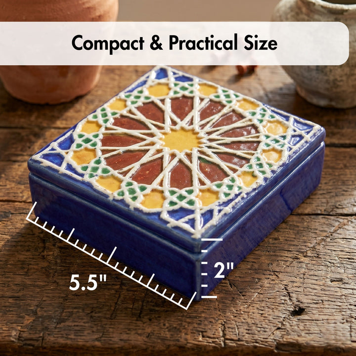Hand Painted Portuguese Tiles Decorative Ceramic Box with Lid