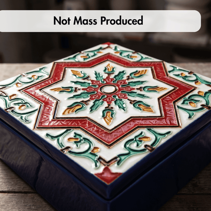 Hand Painted Portuguese Tiles Decorative Ceramic Box with Lid