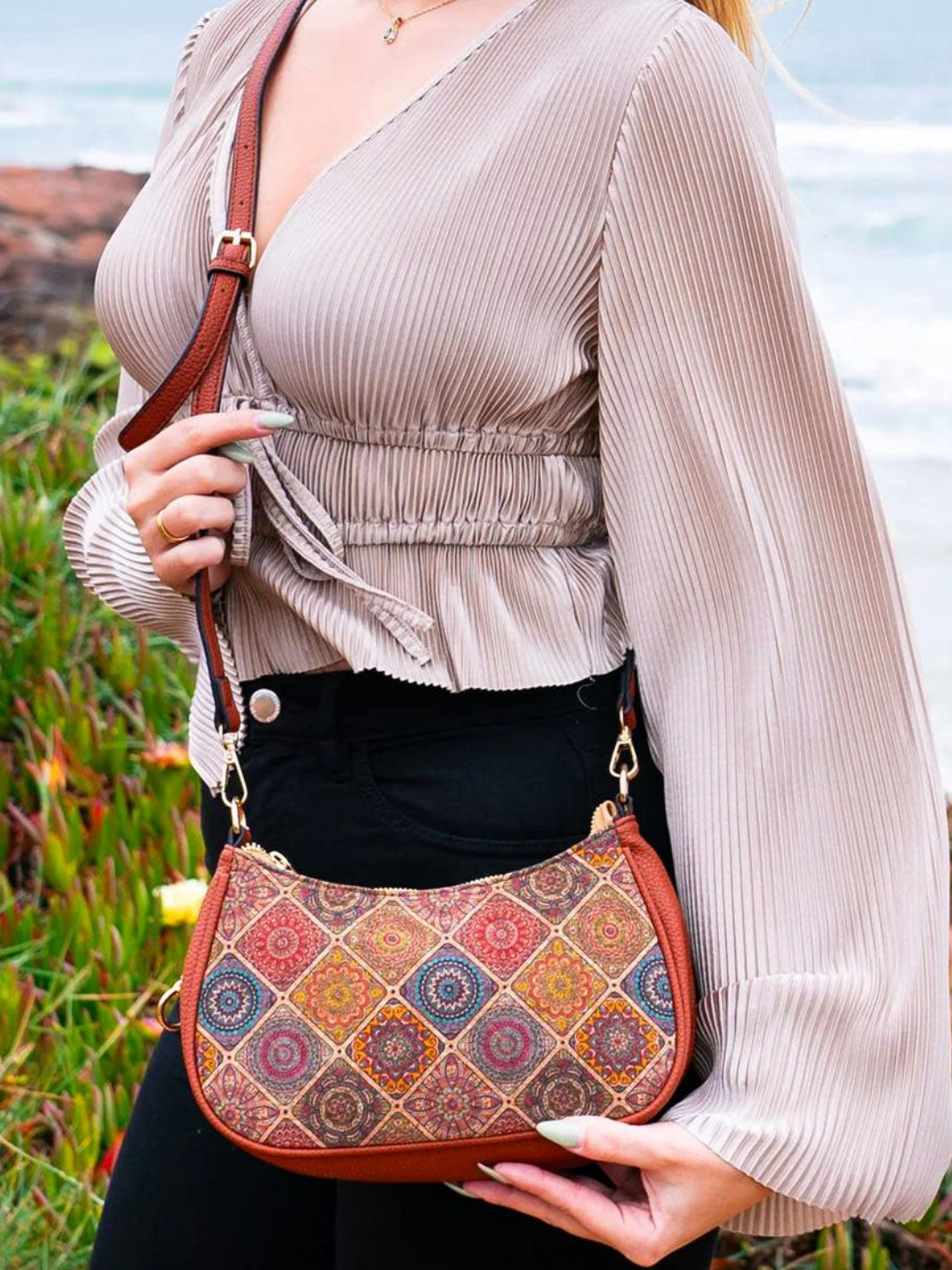 Handmade Bohemian Chic Portuguese Cork Crossbody Bag