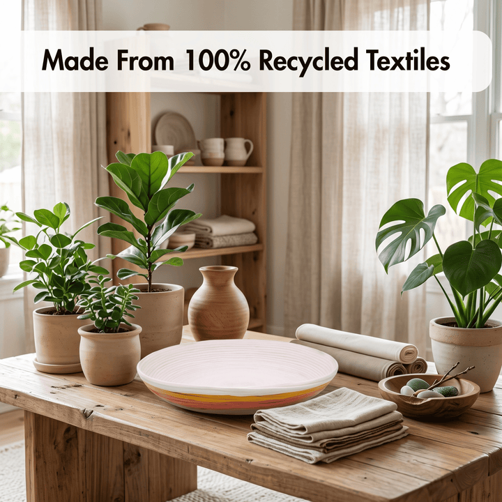 Handmade Eco-friendly Recycled Fabric Woven Centerpiece - Cloud Sunset