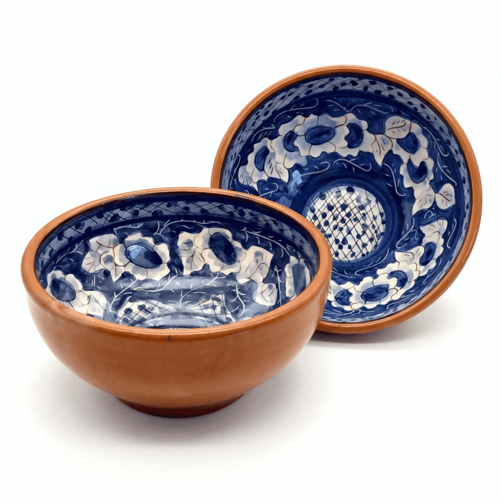 Handmade Hand Painted Portuguese Pottery Soup Bowls Blue – Set of 2