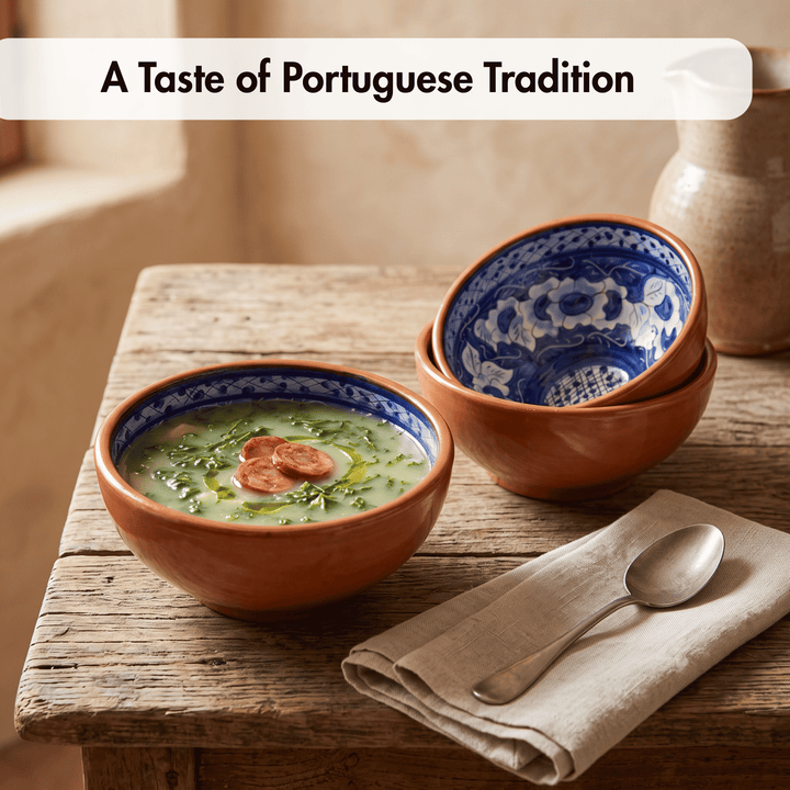 Handmade Hand Painted Portuguese Pottery Soup Bowls Blue – Set of 2
