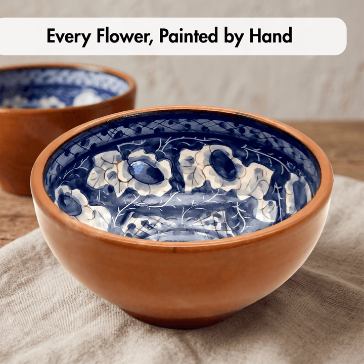 Handmade Hand Painted Portuguese Pottery Soup Bowls Blue – Set of 2